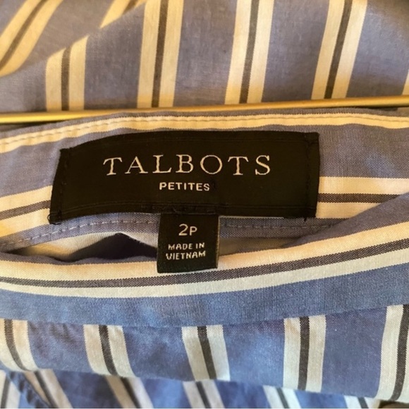 Talbots blue and white striped wrap skirt with ruffles 2P - Picture 6 of 7